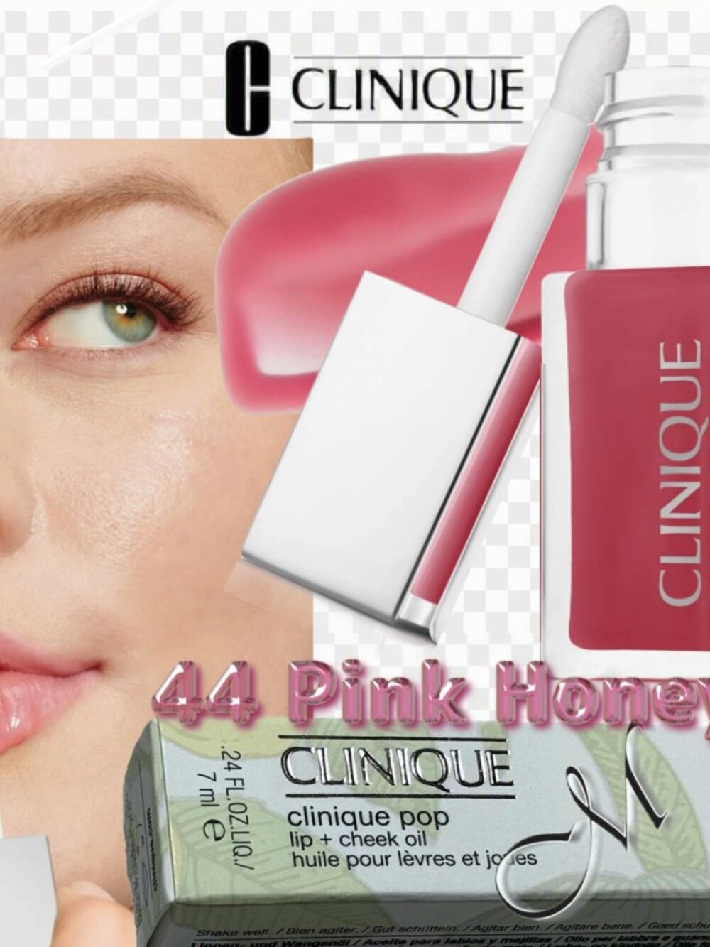 Clinique Pop Lip & Cheek Oil 2-in-1 Ltd Ed* ~ 44 Pink Honey (Rosey) NIB 7ml